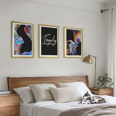 Set di 3 quadri Ritratti di persone, motivi colorati, famiglia