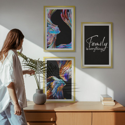Set di 3 quadri Ritratti di persone, motivi colorati, famiglia