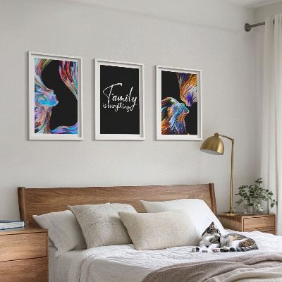 Set di 3 quadri Ritratti di persone, motivi colorati, famiglia