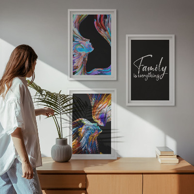 Set di 3 quadri Ritratti di persone, motivi colorati, famiglia
