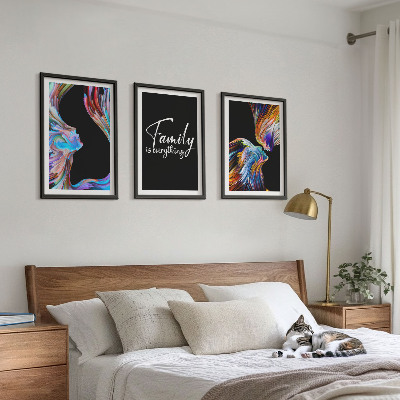 Set di 3 quadri Ritratti di persone, motivi colorati, famiglia