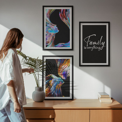 Set di 3 quadri Ritratti di persone, motivi colorati, famiglia