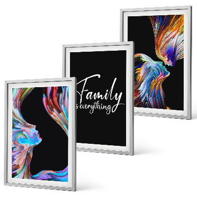 Set di 3 quadri Ritratti di persone, motivi colorati, famiglia