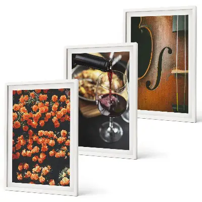 Set di quadri incorniciati con motivi di fiori vintage, vino e violino