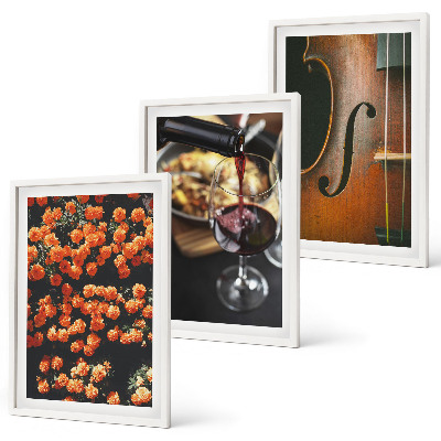 Set di quadri incorniciati Fiori vintage, vino, violino