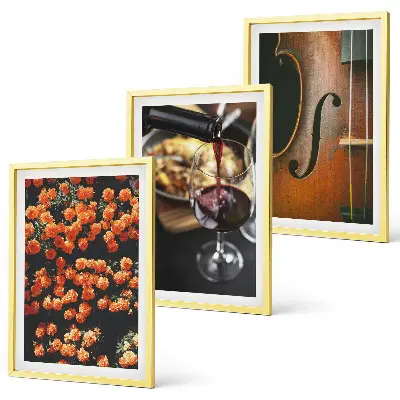Set di quadri incorniciati con motivi di fiori vintage, vino e violino