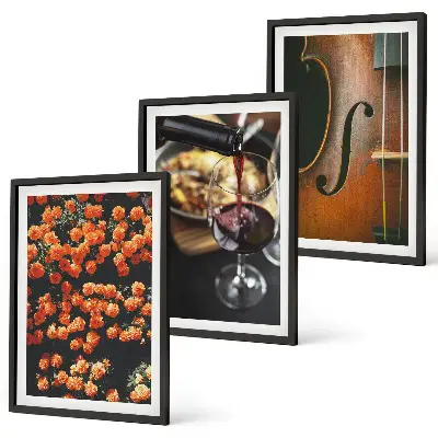 Set di quadri incorniciati con motivi di fiori vintage, vino e violino