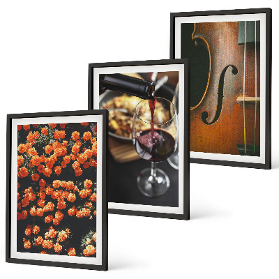 Set di quadri incorniciati Fiori vintage, vino, violino