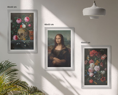Composizione di quadri Fiori teschio ritratto Monna Lisa