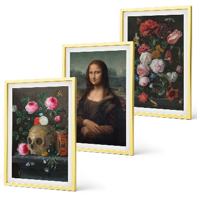Composizione di quadri Fiori teschio ritratto Monna Lisa