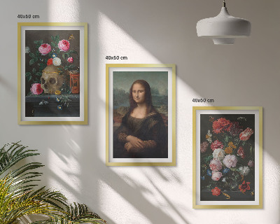 Composizione di quadri Fiori teschio ritratto Monna Lisa