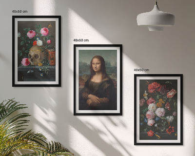 Composizione di quadri Fiori teschio ritratto Monna Lisa