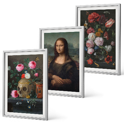 Composizione di quadri Fiori teschio ritratto Monna Lisa
