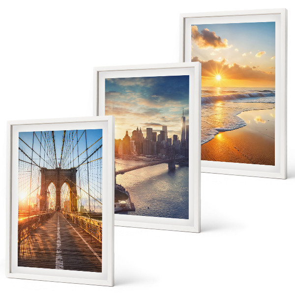 Set di quadri incorniciati ponti tramonti città