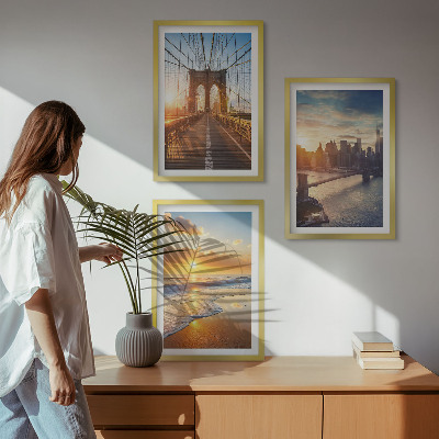 Set di quadri incorniciati ponti tramonti città