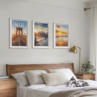Set di quadri incorniciati ponti tramonti città