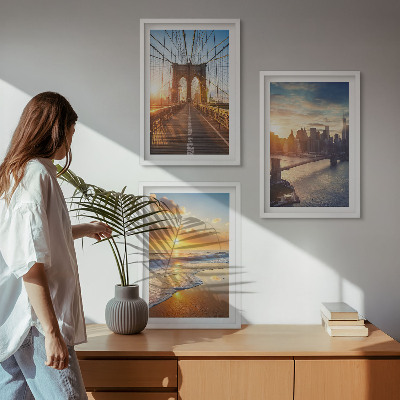 Set di quadri incorniciati ponti tramonti città