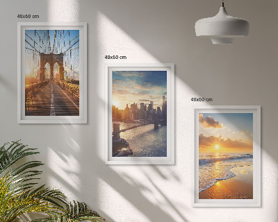 Set di quadri incorniciati ponti tramonti città