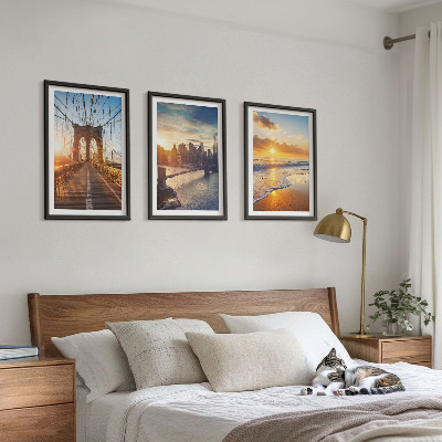 Set di quadri incorniciati ponti tramonti città