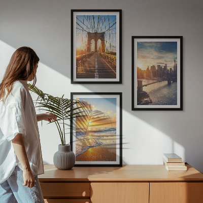 Set di quadri incorniciati ponti tramonti città