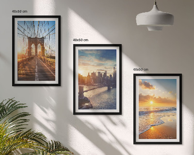Set di quadri incorniciati ponti tramonti città