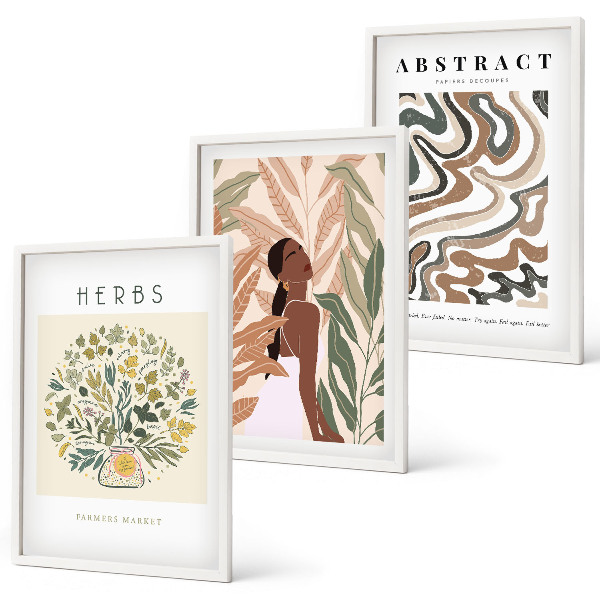 Set di quadri incorniciati Poster minimalisti in stile boho dai colori pastello