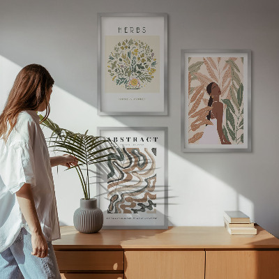 Set di quadri incorniciati Poster minimalisti in stile boho dai colori pastello