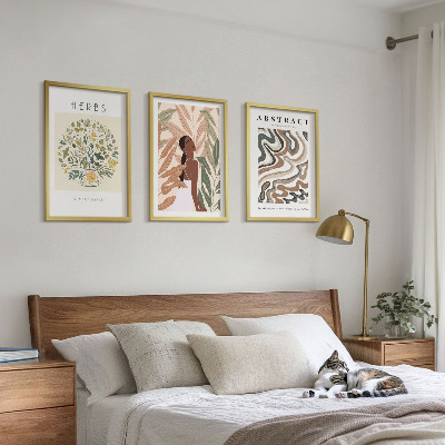 Set di quadri incorniciati Poster minimalisti in stile boho dai colori pastello