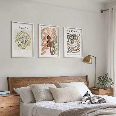 Set di quadri incorniciati Poster minimalisti in stile boho dai colori pastello