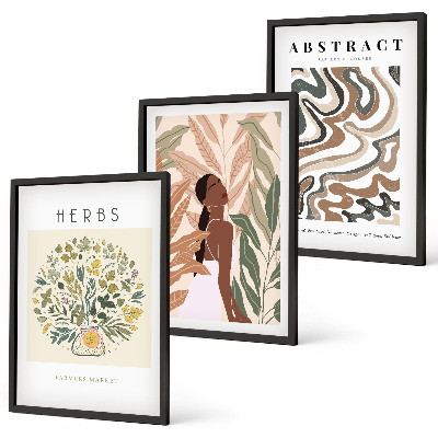 Set di quadri incorniciati Poster minimalisti in stile boho dai colori pastello