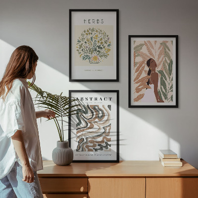 Set di quadri incorniciati Poster minimalisti in stile boho dai colori pastello