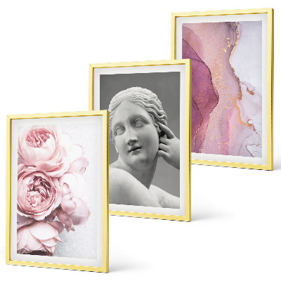 Composizione di quadri Peonie, scultura astratta di donna