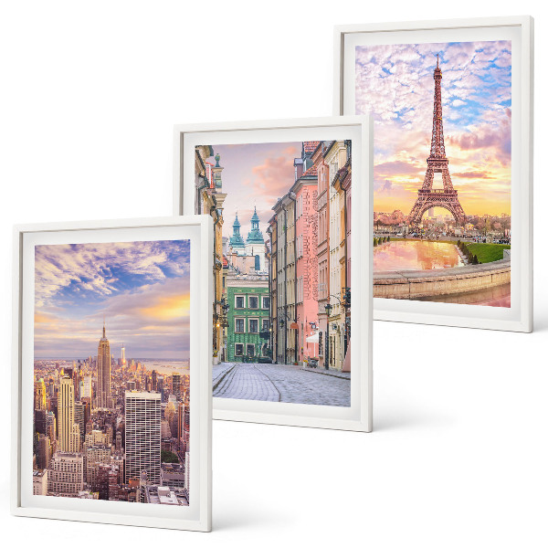 Set di quadri incorniciati Città New York Parigi crepuscolo