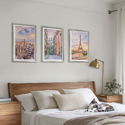 Set di quadri incorniciati Città New York Parigi crepuscolo