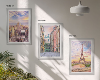 Set di quadri incorniciati Città New York Parigi crepuscolo