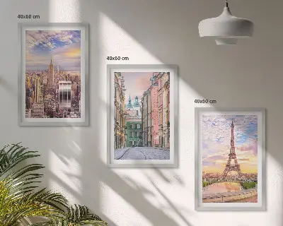 Set di quadri incorniciati con stampa di New York e Parigi al crepuscolo