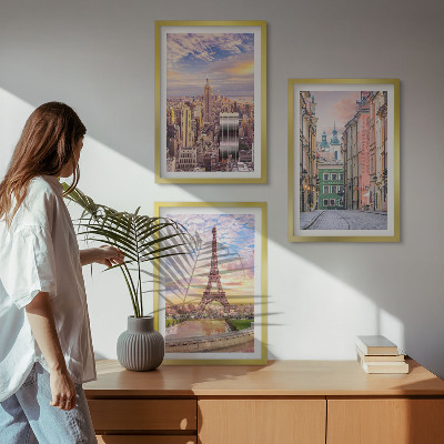 Set di quadri incorniciati Città New York Parigi crepuscolo