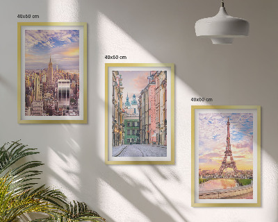 Set di quadri incorniciati Città New York Parigi crepuscolo