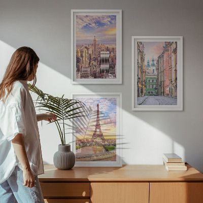 Set di quadri incorniciati Città New York Parigi crepuscolo