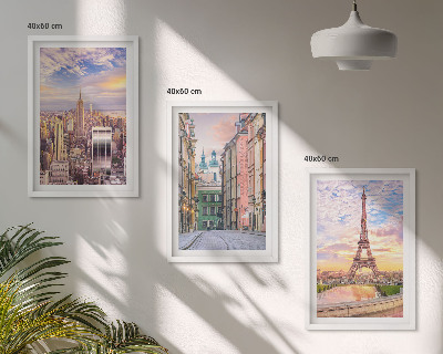 Set di quadri incorniciati Città New York Parigi crepuscolo