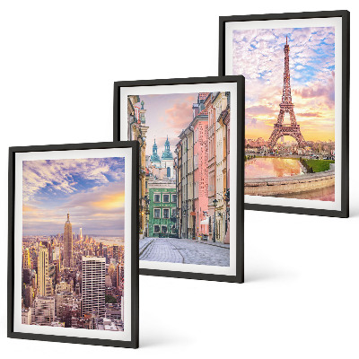 Set di quadri incorniciati Città New York Parigi crepuscolo