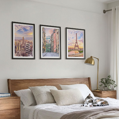 Set di quadri incorniciati Città New York Parigi crepuscolo