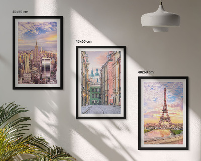 Set di quadri incorniciati Città New York Parigi crepuscolo