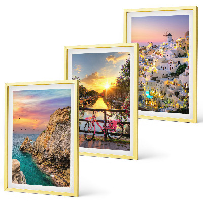 Set di 3 quadri Vista sul mare tramonto