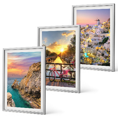 Set di 3 quadri Vista sul mare tramonto