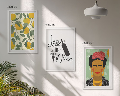 Set di quadri incorniciati Limoni, vino, ritratto di Frida