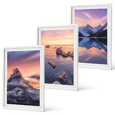 Set di 3 quadri Paesaggio montano, lago, ovest