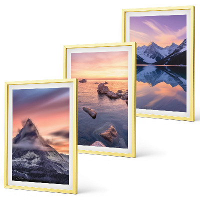 Set di 3 quadri Paesaggio montano, lago, ovest