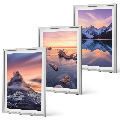 Set di 3 quadri Paesaggio montano, lago, ovest