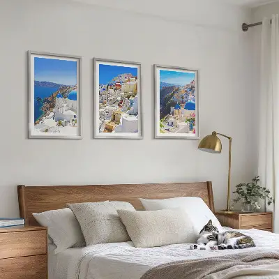 Set di quadri incorniciati con stampa architettura del paesaggio di Oia a Santorini